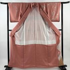 Woman Japanese Kimono Houmongi Silk Boat Flower Gold Foil Pink 162 5cm