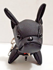 Black French Bulldog Faux Leather Key Chain  Backpack   Purse Clip   New No Tags