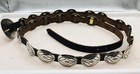 Vtg  Old Pawn Hand Stamped Sterling Silver Concho  And Leather Belt 32 To 36 In