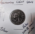 Hobo Screaming Chief Skull Headdress Made From A Real Wwii Silver Nickel Signed