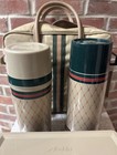 Vintage Aladdin Thermos Picnic Set Lunch Box Carrier W  2 Thermoses Mid Century