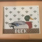 Vintage Hand Stitched Framed Cross Stitch Mallard Duck Decoy 1985 Needlepoint 