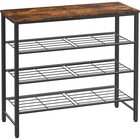 4 Tier Metal Shoe Rack Organizer Space Saving Entryway Storage Rustic Design New