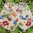 Vtg 60s-80s   Oshkosh   Cut Off Shorts Handprints Colorful Unique Retro Colorful