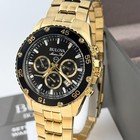 Bulova Men s 98b406 Marine Star Black Dial Gold-tone Steel Quartz Watch 41 5mm