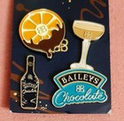 Baileys Irish Cream Chocolate Liqueur 4 Enamel Pin Set Orange Bottle Glass