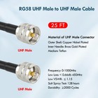 25ft Rg58 Coax Cable Pl-259 Uhf Male To Male For Cb   Ham Radio Antenna