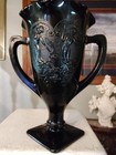 Vintage Antique 1934 Chicago World s Fair Art Nouveau Black Glass Vase 