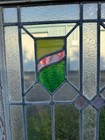 Vintage Stained Glass Window Panel Wood Frame Geometric Architectural 17 86 Lb