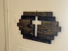 Rustic Wooden Cut Out Cross Wall Hanging Faith Christian Decor Gift New