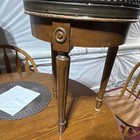 Victorian Antique Round Accent Table With Stone Top  Single Pedestal  Brown