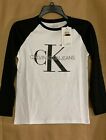 Nwt Calvin Klein Jeans Youth Boys Size L Logo Shirt Long Sleeve Black white