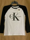 Nwt Calvin Klein Jeans Youth Boys Size M Logo Shirt Long Sleeve Black white