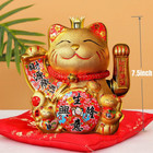 7 5inch Golden Lucky Cat With Waving Gold Arm Operated Chinese Feng Shui
