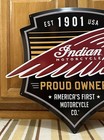 Indian Motorcycle Metal Sign Proud Owner Garage Gas Oil Vintage Style Wall Decor