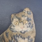 Vintage Printed Cloth Sitting Tabby Cat Stuffed Decorative Pillow 6 5    Tall