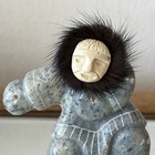 Vintage Inuit Soap Stone Carving With Fur