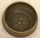 Vintage Tibetan Singing Bowl Brass Buddha Figures Meditation Sound Ritual Bowl 