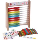 Kids Wooden Abacus Toy - 100 Beads  Counting Sticks   Number Cards For Math Lear