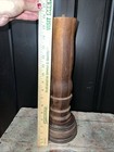 Early 1900s 2pc Wooden Newel Post Finial Cap Hand Turned Rustic Americana 29   