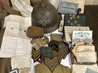 Wwi 4th Infantry Division Named Lot Uniform Helmet Papers Pins Buttons More Nice