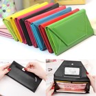 Womens Envelope Wallet Leather Slim Clutch Id Card Holder Zip Coin Purse Handbag