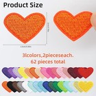 62 Pcs Heart Shape Iron On Patches  Mini Cute Heart Iron On Decal  Sew On Patche