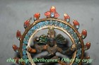 15cm Old India Painting Bronze Temple  Shiva God Buddha Backlight Statue