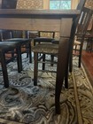 Large Dark Brown Countertop Dining Room Table With 6 Matching Chairs 