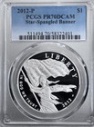 2012-p Silver Dollar Proof - Star Spangled Banner Pcgs Pr70dcam Pf70 2012 P Pf70