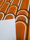 Awesome Rare Vintage Mid Century Retro 70s 60s Tan Org Tall Hills Sml Fabric 
