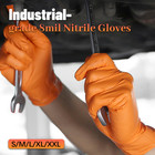 Heavy Duty 8 Mil Orange Nitrile Work Gloves Raised Diamond Texture Industrial