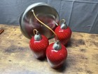 Vintage Red 3 Glass Pendant Lamp Litex Model Cpdr-33pnk Adjustable Length