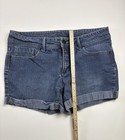 Faded Glory Women s Blue Denim Cuffed Chino Shorts Sz 12 5-pocket Zip
