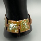 Handmade Vintage Copper Enamel Panel Link Bracelet Abstract