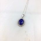 Vtg 925 Sterling Silver Mexico Lapis Lazuli Modernist Pendant Necklace 
