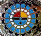 Vintage Zuni Face Ssi Hand Crafted Turquoise Silver Tone Western Belt Buckle