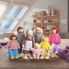 7pc Dollhouse Miniatures People Dolls Family Poseable Doll Figurines Toy Wooden