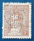 Argentina 1935 5c Used Moreno Perfin Maa Textile Manufacturing Vf xf 7671