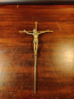 Vintage Mid-century Modern Gold-plated   Brass Minimalist Wall Crucifix-10 