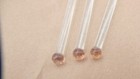 Vtg  Cocktail Drink Swizzle Sticks 3 Blown Pink Frosted Elephant Glass Stirrers
