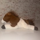 Fao Schwarz Brown   White Pinto Horse Plush Stuffed Animal