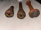 Set Of Three  3  Antique Wooden Spools Textile Bobbins Various Sizes Tallest 11 