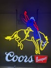 Coors Banquet Beer Led Motion Rodeo Cowboy On Horse Bar Sign New In Box