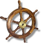 Handmade Wheel Wooden Wall Nautical Antique Vintage 24   Brass Boat Ships Gift