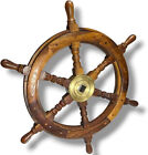 Pirate Wall Decor Nautical Brass Gift Vintage Antique 24   Steering Wooden Gift