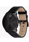 Brand New Movado Bold Men   s Thin Black Dial Black Leather Strap Watch 3600831