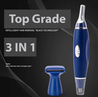 New 3 In 1 Nose Ear Face Neck Eyebrow Hair Mustache Beard Trimmer Shaver Clipper
