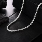 925 Sterling Silver Italian Rope Chain Men s Necklace 4mm - Diamond Cut