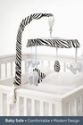 Safari Musical Blue Elephant Nursery Mobile With Zebra Print For Crib